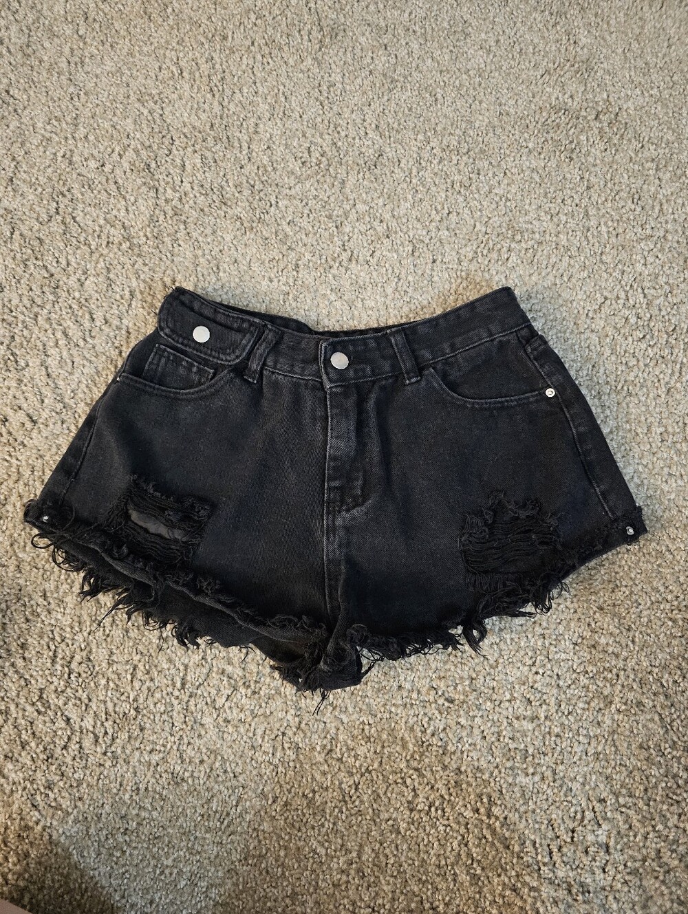 SHEIN Black Frayed Denim Shorts